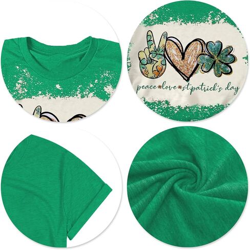 تي شيرت عيد القديس باتريك للسيدات تي شيرت برسومات قلب شامروك تي شيرت السلام الحب لعيد القديس باتي تي شيرت أيرلندي in Kuwait
