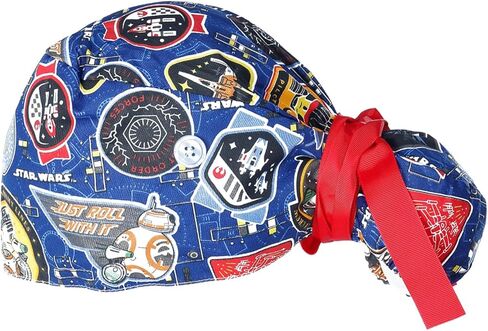 Floral Adjustable Working Caps with Buttons, Flower Scrub Caps Women Bouffant Hats Red, Red in Kuwait