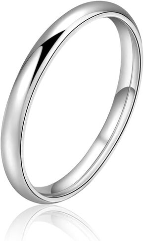 SILBERTALE 925 خاتم فضة استرليني 2 مللي متر عالي البولندية عادي قبة خاتم الزفاف للنساء الرجال الراحة صالح 2-4.5 in Kuwait