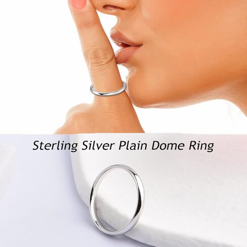 SILBERTALE 925 خاتم فضة استرليني 2 مللي متر عالي البولندية عادي قبة خاتم الزفاف للنساء الرجال الراحة صالح 2-4.5 in Kuwait