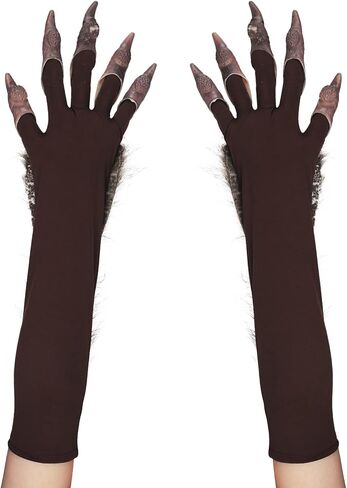 1 Pair Werewolf Hand Costume Gloves Hairy Hands Animal Furry Claw Paw Gloves Bear Monster Halloween Costume Cosplay for Adult in Saudi Arabia