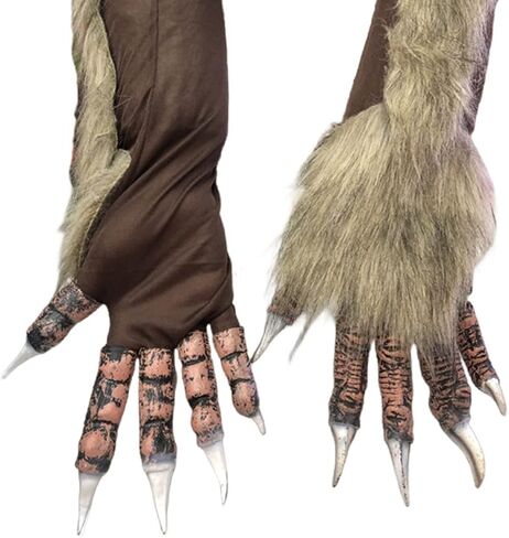 1 Pair Werewolf Hand Costume Gloves Hairy Hands Animal Furry Claw Paw Gloves Bear Monster Halloween Costume Cosplay for Adult in Saudi Arabia