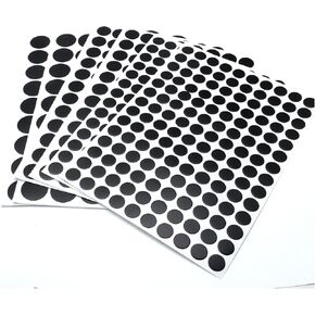 Waziaqoc 580pcs Self-Adhesive Screw Hole Stickers (Black), 6-Table Sheets Screw Covers Caps PVC Dustproof Round Stickers for Wooden Furniture - 12mm, 15mm, 21mm