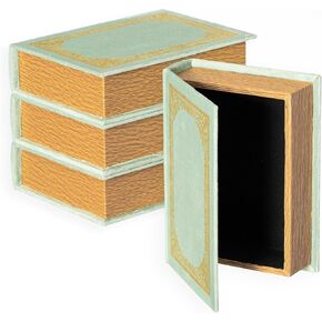 Vintiquewise Set of 4 Vintage Book Design Decorative Boxes – Wedding Card Boxes, Keepsake Boxes, Craft Storage, Jewelry Organizers, Safe Boxes, Table Decor, or Simply as Decorative Storage, Green