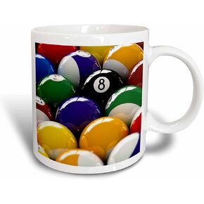 3dRose mug_154988_6 Colorful Pool Billiard Eight Ball Mug, 11 oz, Blue