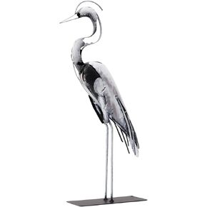 Handmade Metal Heron Statue, 100% Hand-Painted Bird Figurine Décor, Rustic Handicraft Artwork for Living Room, Bedroom, Office Desktop, Cabinets (Vintage Blue)