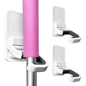 Broom Holder Wall Mount, 4 Pack Broom and Mop Organizer Wall Hanging Self Adhesive, No Drilling, Anti-Slip Broom and Mop Hanger Wall Mount Cleaning Ideal for Bathroom, Kitchen, Garden, Garage