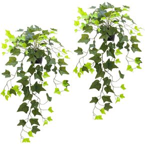 2 Pack Fake Hanging Plants for Shelf, Artifical Potted Pothos Plants for Bathroom Decor, Fake Pothos Hanging Plant for Indoor Farmhouse Decor (Pothos)