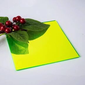 Set of 2 Acrylic Sheet 1/16" Neon Green Mirror, Fluorescent Neon Yellow Mirrored Acrylic Lucite Plexiglass Sheet (Actual Size 11.875" x 11.875")