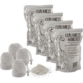 Gym Chalk Bag - 4 Pack Resealable Bags (14 Ounces Total) - Easy Grip, Moisture Absorbing - Gymnastics, Rock Climbing, Powerlifting, Weightlifting, and more - Refillable Workout Gym Chalk Bag.