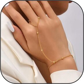Ring Bracelet Hand Chain Bracelet Butterfly Finger Ring for Women Rhinestone Hand Chain Ring Bracelets for Women