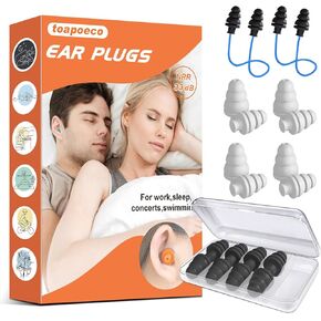 Ear Plugs for Sleeping Noise Cancelling,Reusable Earplugs for Sleeping, Concert, Snoring, Travel, Comfortable Type,33dB NRR 8 Pairs 2 Colors2