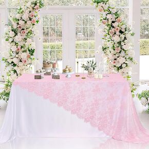 LuoluoHouse 2 Pack Ivory Lace Table Runners 14x120 inch Rectangular Wedding Table Runner Chic Embroidered Chic Table Cloths for Wedding Party Romantic Decorations