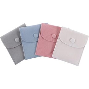 Leadigol 4PCS Velvet Pouch Party Packaging Bags, Purse Jewelry Storage Box,Purse Bag Snap Bag,Jewelry Packaging Pouch, Earring Storage Rings Pouch