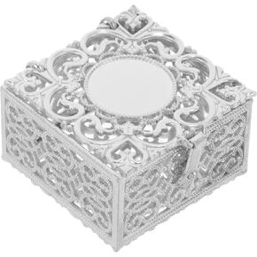 LOGOFUN Rosaries Beads Storage Box Vintage Rosary Jewelry Box Metal Catholic Christian Roman Rosary Trinket Keepsake Case for Rosary Beads Earring Ring Necklace - Silver
