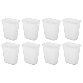 Sterilite 3 Gallon Rectangular Wastebasket with Sloped Rim and Textured Surface for Laundry Area, Bedroom, Office, Kitchen, and Home Use, (8 Pack)