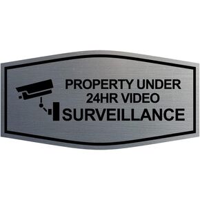 Fancy Property Under 24Hr Video Surveillance (Camera) Sign (Brushed Gold) - Small (1 Pack)