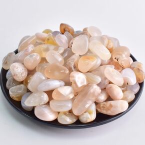 Polished Sakura Agate Crystals - 72 Pcs Handpicked Tumbled Stones and Crystals Bulk for Healing, Reiki, Meditation, Witchcraft and Home Decor