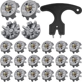 31 Pcs Golf Cleats Set 30 Golf Shoe Spikes Replacements with 1 Golf Cleats Spanner Metal Thread Screw 6 mm Diameter Golf Shoe Cleats for Golf Player Shoe