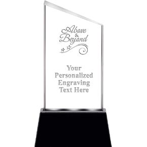 Customized 6.4" Above and Beyond Slant Radianz Light Up Crystal Award, Personalized Above and Beyond Crystal Trophy, with Engraving, Prime