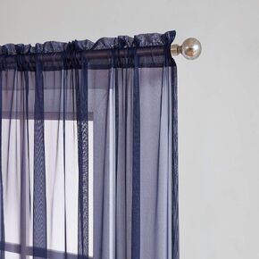 Warm Home Designs Pair of Medium Length Grey Silver Sheer Window Curtains. Each Voile Drape is 56 X 72 Inches in Size. Great for Kitchen, Living, Kids Room. 2 Fabric Panels Included. AM Silver 72"