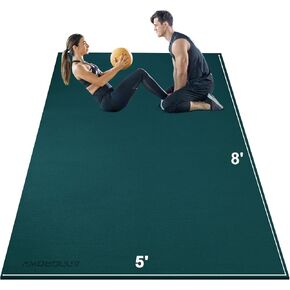 anngrowy Extre-Large Exercise Mat 8'x5'x7mm Gym Mat for Home Workout Equipment Flooring Mat Non-Slip Large Rubber Yoga Mat for Fitness, Weightlift, Cardio, Jump Rope, Plyo, MMA, Treadmill, Stretch