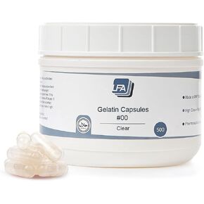 Size 00 Empty Capsules - Clear Gelatin - 5000 Count Box - Fits Capsule Machine Filling Tray - Joined Beef Gel Caps Easy Snap for DIY Powder Supplement Pills - Certified Halal