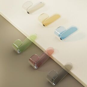 Adhesive Wall Hooks 12pcs Utility J Hook Heavy Duty Wall Hangers for Towel Keys Bags Transparent Colorful Acrylic Hook for Backpack Hat Scarf Drill & Nail Free Storage Hooks for Kitchen Bathroom Porch