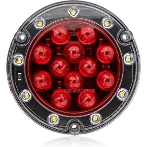 Maxxima M85417R-KIT Red LED Ultra Thin Round Hybrid Lightning Stop Turn Tail (STT) Back-Up Light Kit, Flange Mount Reverse Light Compatible for Trailers, Trucks, RVs, Jeep Wranglers