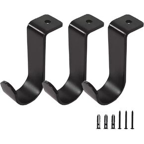 Ceiling Curtain Rod Hanging Brackets,3-Pack Ceiling Mount Sturdy Curtain Holder for 1inch Rod,Metal Curtain Rod Hooks for Home Patio Office (White)