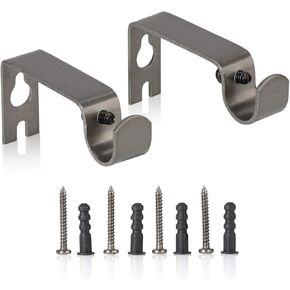 Curtain Rod Wall Bracket Set of 2 Pack Antique Black - for 1/2 inch to 5/8 inch Diameter Single Rods