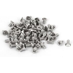 uxcell a16051600ux0413 Phillips Machine Screw M2x4mm 316 Stainless steel Flat head Phillips Machine Screws Bolts 80 Pcs