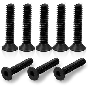 3/16-24x1-3/4" Flat Head Socket Cap Screws，10.9 Grade Socket Head Screws，Black Medium Carbon Steel，20Pcs