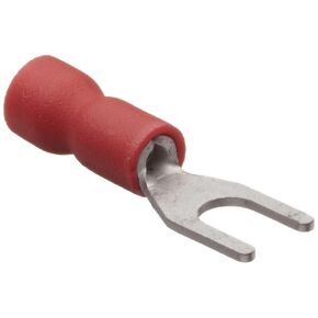 Morris Products 10112 Spade Terminal, Vinyl Insulated, Red, 22-16 Wire Size, #6 Stud Size (Pack of 100)