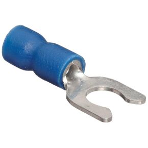 11712 Locking Spade Terminal, Vinyl Insulated, Blue, 16-14 Wire Size, #10 Stud Size (Pack of 100)