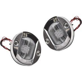 MARINE CITY 304 Grade Stainless Steel Round Waterproof 3 Inches Flush Mount Caution White LED (12V 18W) for Marines – Boats – Ships – Yachts (Pack of 2)