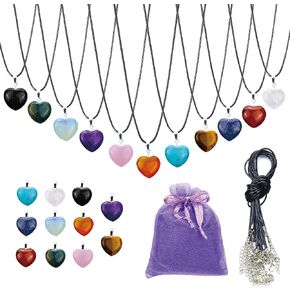 Zenkeeper Hexagonal Natural Crystal Pendants Pointed Crystal Quartz Stone Pendant Drop/Heart Shape Healing Stone Pendants DIY Gemstone Crystal Pendant for Necklace Jewelry Making