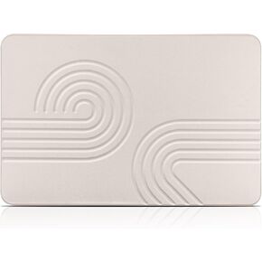 Elfcool Stone Bath Mat Diatomaceous Earth Shower Mat Non Slip Quick Dry Bath Stone Mat Super Absorbent Bathroom Floor Mat for Bathroom Kitchen Counter (Off White-Half Round-Birds)