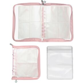 uxcell 1 Set Transparent Earring Organizer Book Clear Travel Jewelry Earring Organizer with Pocket for Necklace Bracelet Ring Holder with Small Green Zippered Pouch Holder