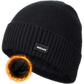 Wmcaps Winter Men Women Fleece Lined Beanie Knitted Hats, Soft Thermal Stocking Skull Caps for Cold Weather Outdoor