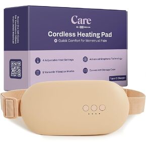 Heating Pad for Cramps | Period Heating Pad for Cramps, Cordless Menstrual Heating Pad with 4 Temperature Levels, 5 Vibration Settings, Portable, Fast Heating, Auto Shut-Off, Large Battery Capacity