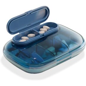 Small 7 Day Pill Case, Compact Daily Vitamin Box, Portable Travel Pill Dispenser, Stylish Medications & Supplements Organizer (Green, Large)