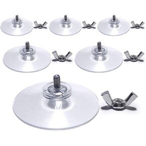 M4 Thread Transparent PVC Suction Cup with Screw Hook 2 Inch Diameter Butterfly Wing Nut Clear Sucker, 6 PCS (Recommended)