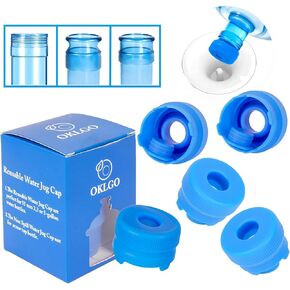 3 5 Gallon Water Jug Cap Reusable - Non-Spill 55mm Water Bottle Caps,Silicone Replacement Cap Lids Anti Splash 3 Pack