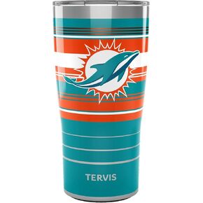 Tervis Traveler NFL Miami Dolphins - Hype Stripes Triple Insulated Insulated Tumbler Travel Cup Keeps Drinks Cold & Hot, 20oz, Stainless Steel