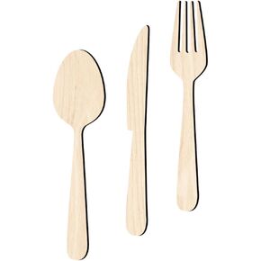 GANAZONO Wall Decor Living Room Fork Knives Spoon Wall Decor Wood Eat Sign Set Hanging Art Kitchen Utensils Wall Sign Plaque Rustic Cutout for Home Dining Living Room Decor Beige Home Decor
