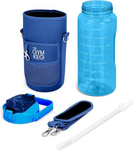 THE GYM KEG 74oz Large Water Bottle with Carrier - Water Bottles with Strap for Gym, Workout or Sports - Daily Water Jug for Men and Women - Neoprene Sleeve - Cream - 11.6x5.3 inch in Saudi Arabia