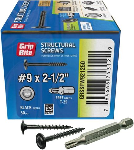 GRSSFW921250-GRIP-RITE #9 X 2-1/2 بوصة PRIMEGUARD Plus مطلي T-25 رأس غسالة محرك ستار نوع خيط خشن 17 نقطة برغي هيكلي 50 قطعة in Saudi Arabia