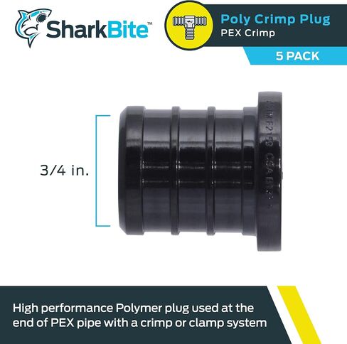 SharkBite 3/4 Inch Poly Crimp Plug, Pack of 25, PEX Pipe, PE-RT, UP518 in Saudi Arabia