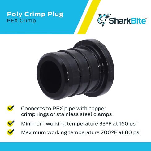 SharkBite 3/4 Inch Poly Crimp Plug, Pack of 25, PEX Pipe, PE-RT, UP518 in Saudi Arabia